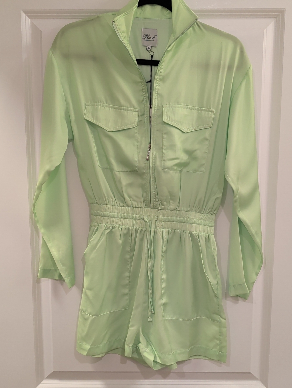 PLUSH NWT Size XS  Light Lime Green Utility Romper